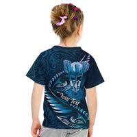 Personalised All Blue New Zealand Darts Kid T Shirt Aoteroa Fern Maori Galaxy Style LT14 - Polynesian Pride