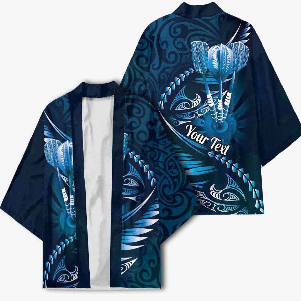 Personalised All Blue New Zealand Darts Kimono Aoteroa Fern Maori Galaxy Style - Polynesian Pride