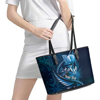 Personalised All Blue New Zealand Darts Leather Tote Bag Aoteroa Fern Maori Galaxy Style LT14 - Polynesian Pride