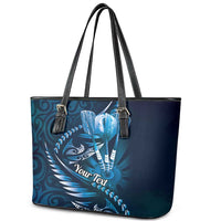 Personalised All Blue New Zealand Darts Leather Tote Bag Aoteroa Fern Maori Galaxy Style LT14 - Polynesian Pride