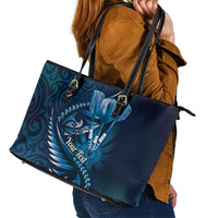 Personalised All Blue New Zealand Darts Leather Tote Bag Aoteroa Fern Maori Galaxy Style LT14 - Polynesian Pride
