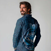 Personalised All Blue New Zealand Darts Long Sleeve Polo Shirt Aoteroa Fern Maori Galaxy Style LT14 - Polynesian Pride