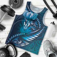 Personalised All Blue New Zealand Darts Men Tank Top Aoteroa Fern Maori Galaxy Style LT14 - Polynesian Pride