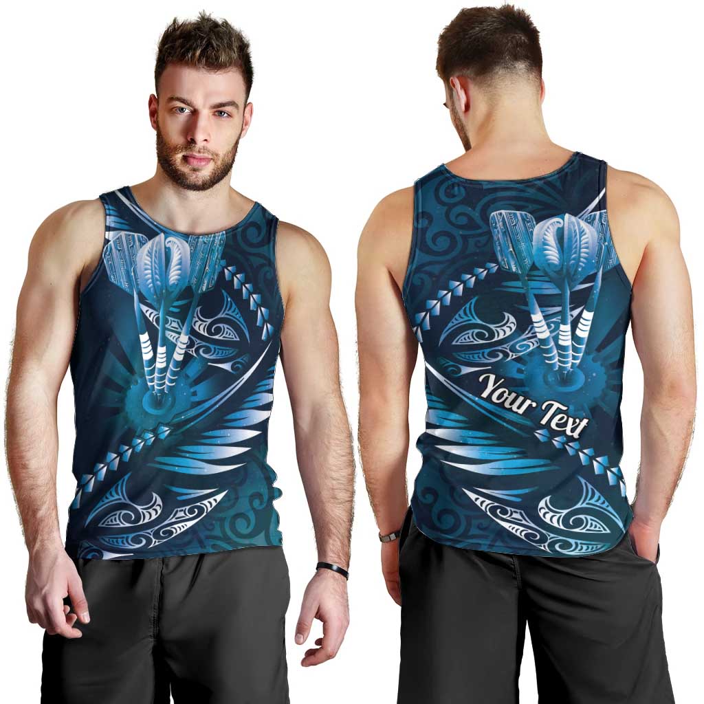 Personalised All Blue New Zealand Darts Men Tank Top Aoteroa Fern Maori Galaxy Style LT14 - Polynesian Pride