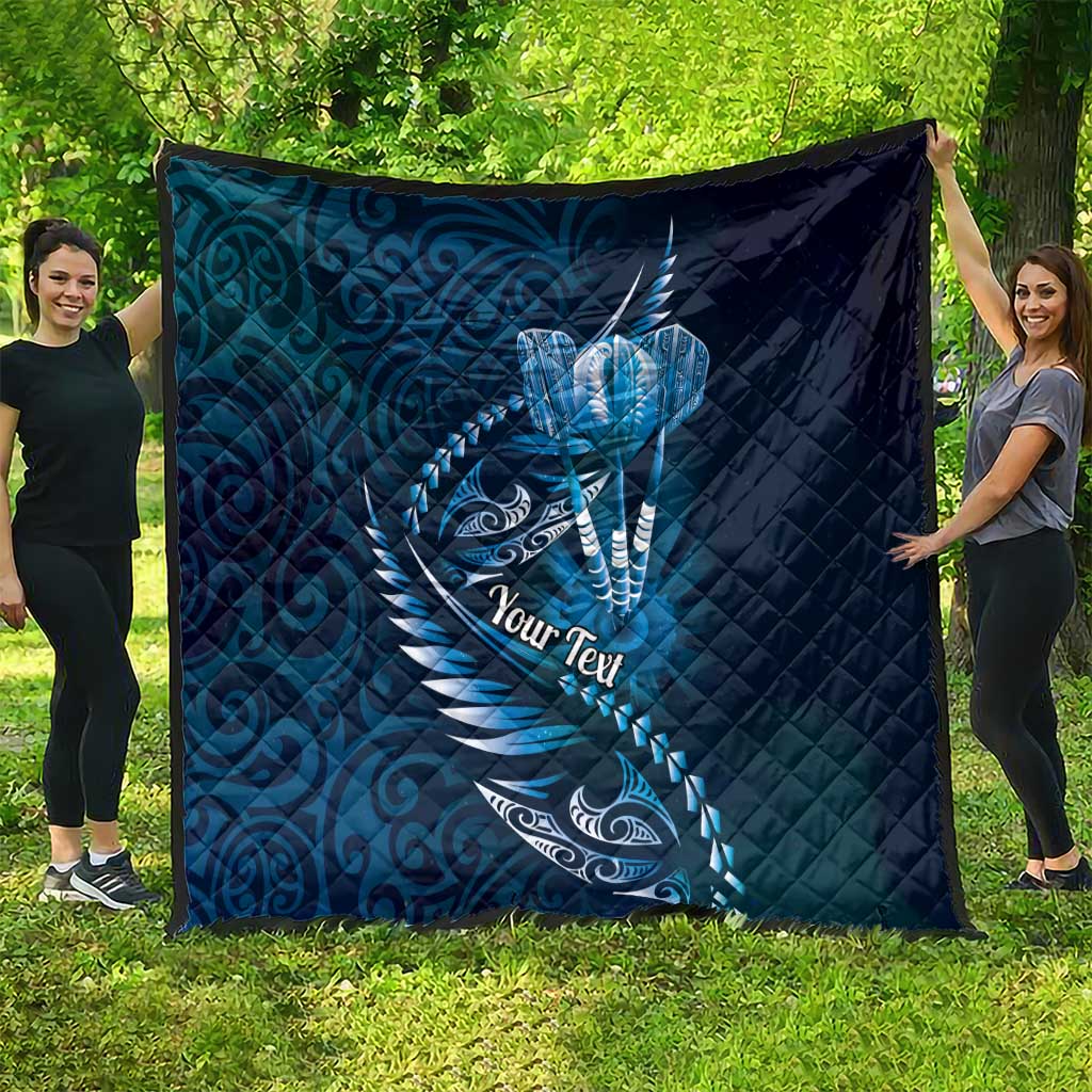 Personalised All Blue New Zealand Darts Quilt Aoteroa Fern Maori Galaxy Style LT14 - Polynesian Pride