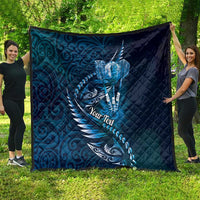 Personalised All Blue New Zealand Darts Quilt Aoteroa Fern Maori Galaxy Style LT14 - Polynesian Pride