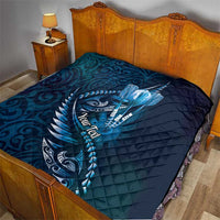Personalised All Blue New Zealand Darts Quilt Aoteroa Fern Maori Galaxy Style LT14 - Polynesian Pride