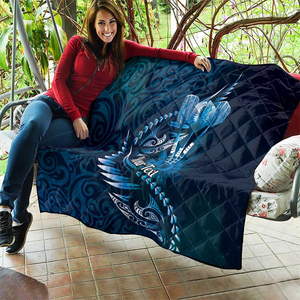 Personalised All Blue New Zealand Darts Quilt Aoteroa Fern Maori Galaxy Style LT14 - Polynesian Pride