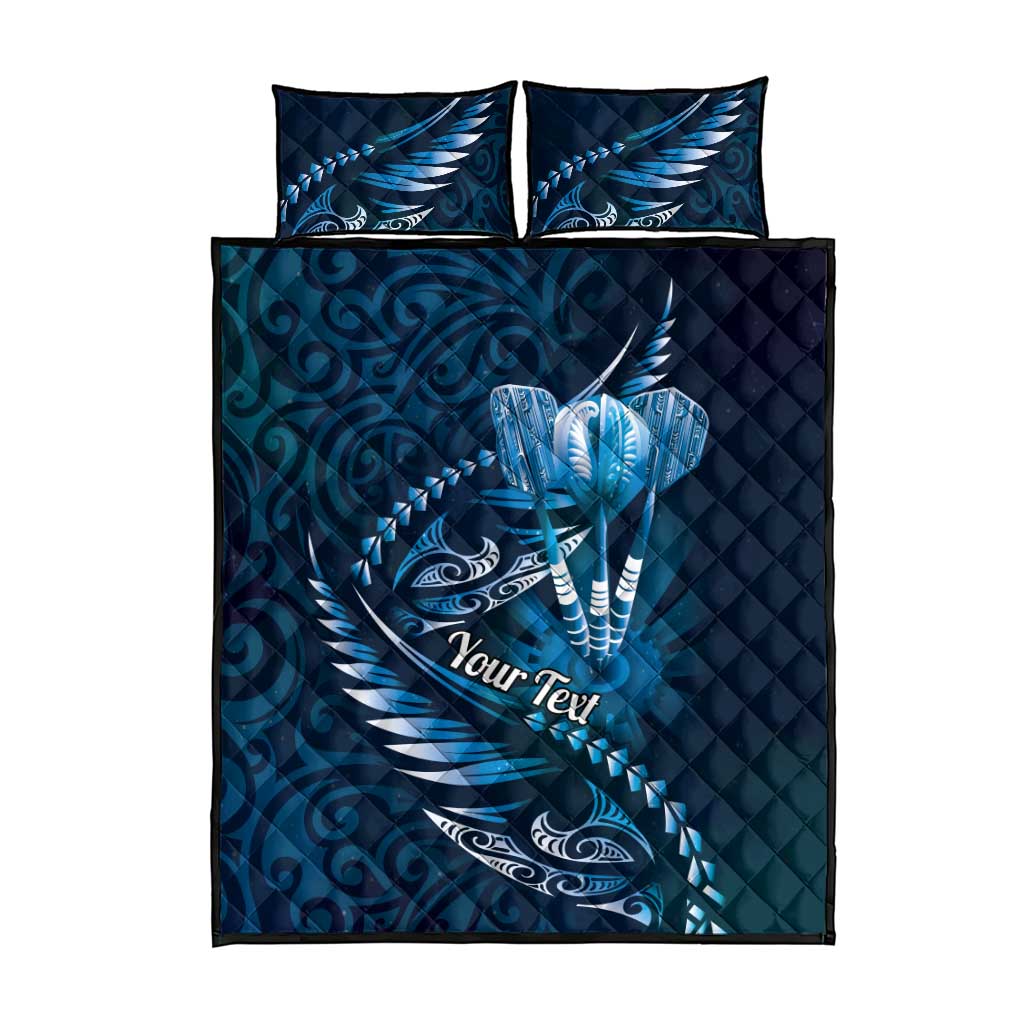 Personalised All Blue New Zealand Darts Quilt Bed Set Aoteroa Fern Maori Galaxy Style LT14 - Polynesian Pride