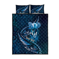 Personalised All Blue New Zealand Darts Quilt Bed Set Aoteroa Fern Maori Galaxy Style LT14 - Polynesian Pride