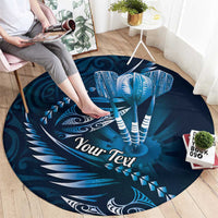 Personalised All Blue New Zealand Darts Round Carpet Aoteroa Fern Maori Galaxy Style LT14 - Polynesian Pride