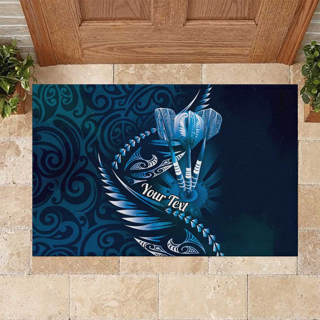 Personalised All Blue New Zealand Darts Rubber Doormat Aoteroa Fern Maori Galaxy Style LT14 Blue - Polynesian Pride