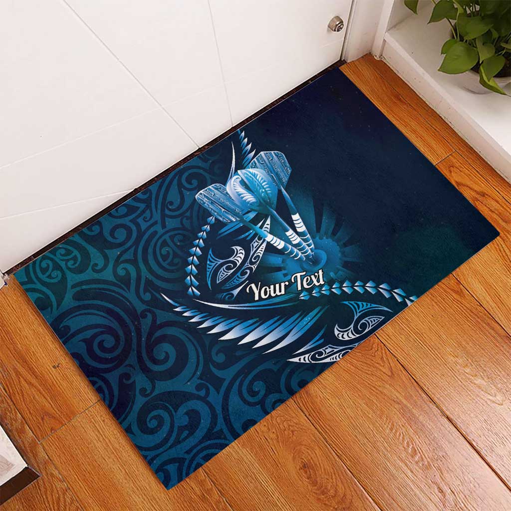 Personalised All Blue New Zealand Darts Rubber Doormat Aoteroa Fern Maori Galaxy Style LT14 - Polynesian Pride