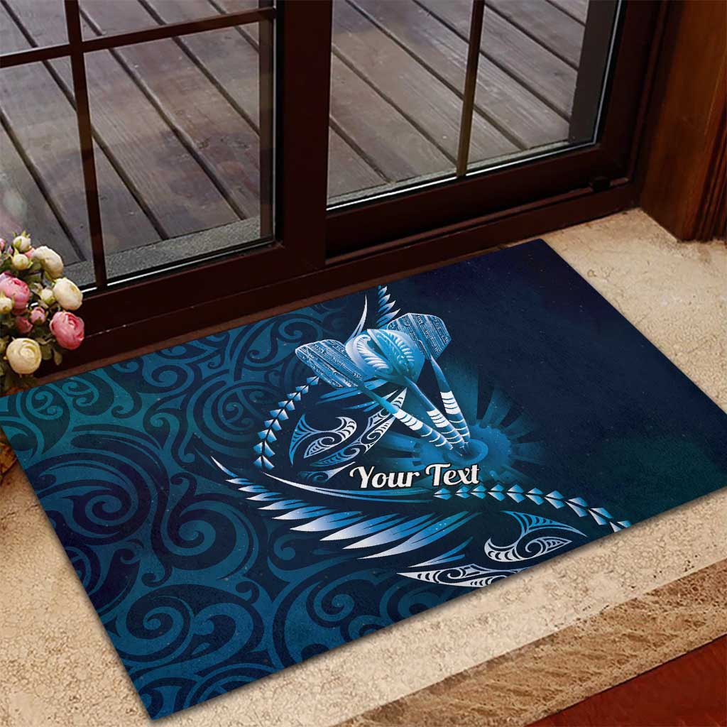 Personalised All Blue New Zealand Darts Rubber Doormat Aoteroa Fern Maori Galaxy Style LT14 - Polynesian Pride