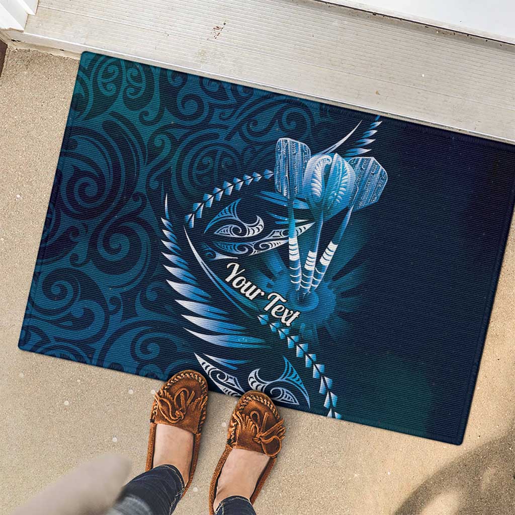 Personalised All Blue New Zealand Darts Rubber Doormat Aoteroa Fern Maori Galaxy Style LT14 - Polynesian Pride