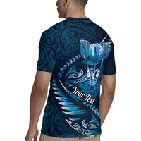 Personalised All Blue New Zealand Darts Rugby Jersey Aoteroa Fern Maori Galaxy Style LT14 - Polynesian Pride