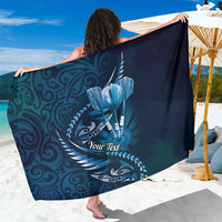 Personalised All Blue New Zealand Darts Sarong Aoteroa Fern Maori Galaxy Style LT14 One Size 44 x 66 inches Blue - Polynesian Pride