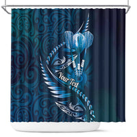 Personalised All Blue New Zealand Darts Shower Curtain Aoteroa Fern Maori Galaxy Style LT14 Blue - Polynesian Pride