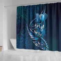 Personalised All Blue New Zealand Darts Shower Curtain Aoteroa Fern Maori Galaxy Style LT14 - Polynesian Pride
