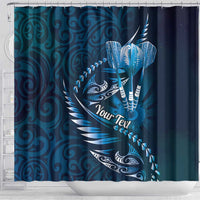 Personalised All Blue New Zealand Darts Shower Curtain Aoteroa Fern Maori Galaxy Style LT14 - Polynesian Pride