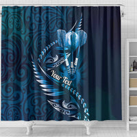Personalised All Blue New Zealand Darts Shower Curtain Aoteroa Fern Maori Galaxy Style LT14 - Polynesian Pride