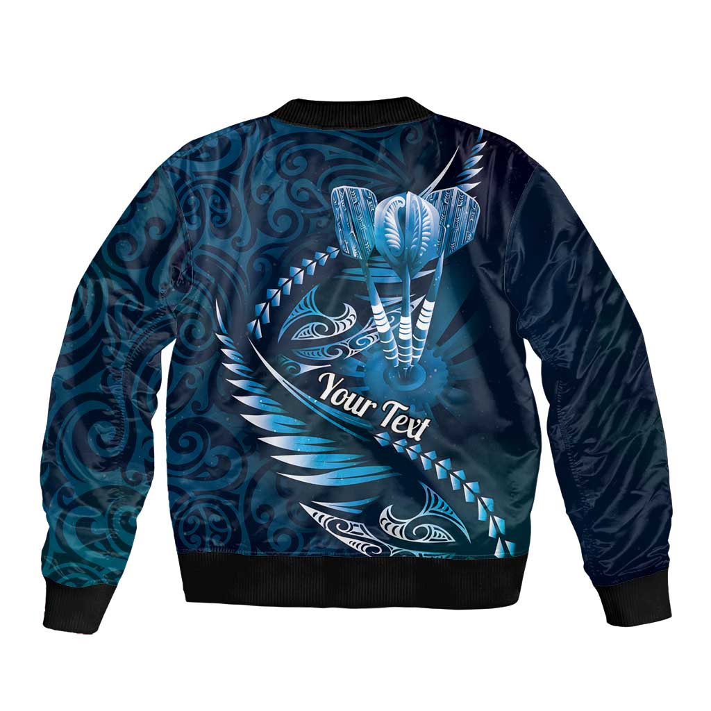 Personalised All Blue New Zealand Darts Sleeve Zip Bomber Jacket Aoteroa Fern Maori Galaxy Style LT14 - Polynesian Pride