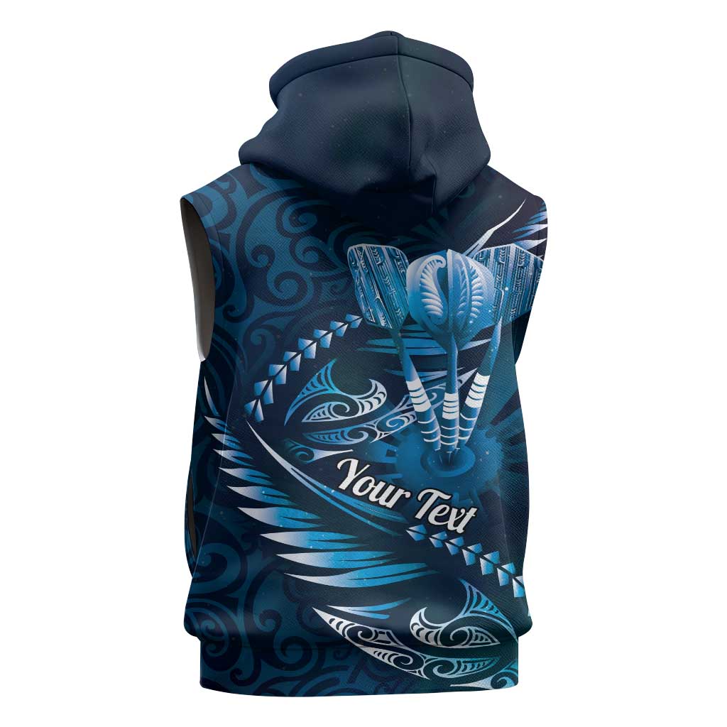 Personalised All Blue New Zealand Darts Sleeveless Hoodie Aoteroa Fern Maori Galaxy Style - Polynesian Pride