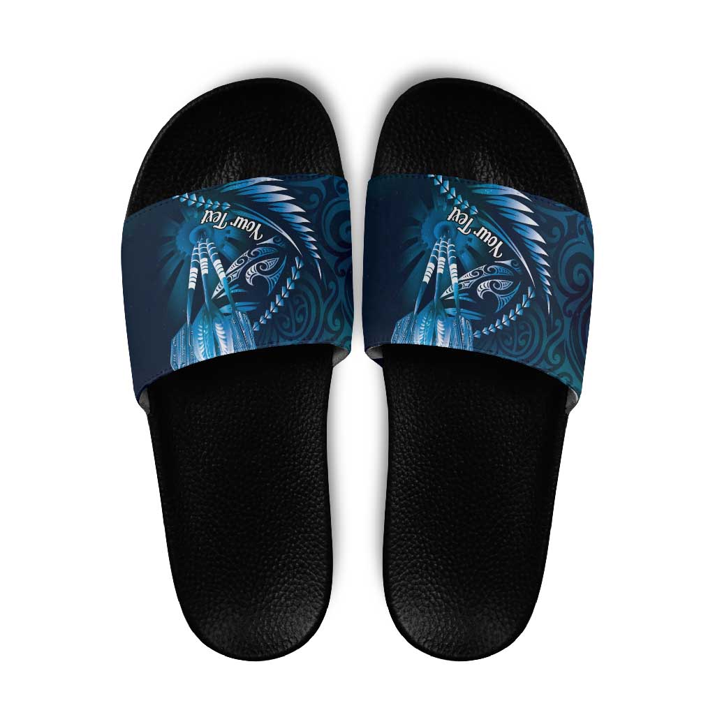 Personalised All Blue New Zealand Darts Slide Sandals Aoteroa Fern Maori Galaxy Style - Polynesian Pride