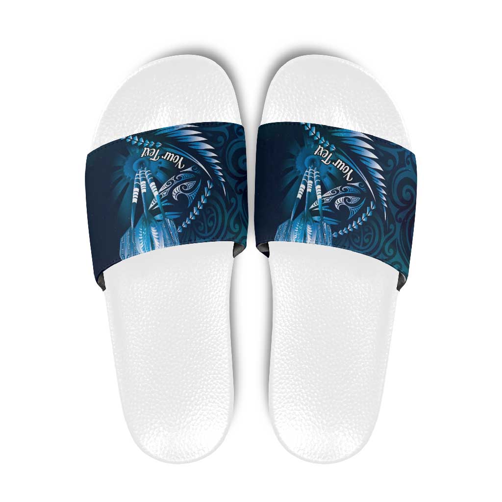 Personalised All Blue New Zealand Darts Slide Sandals Aoteroa Fern Maori Galaxy Style - Polynesian Pride