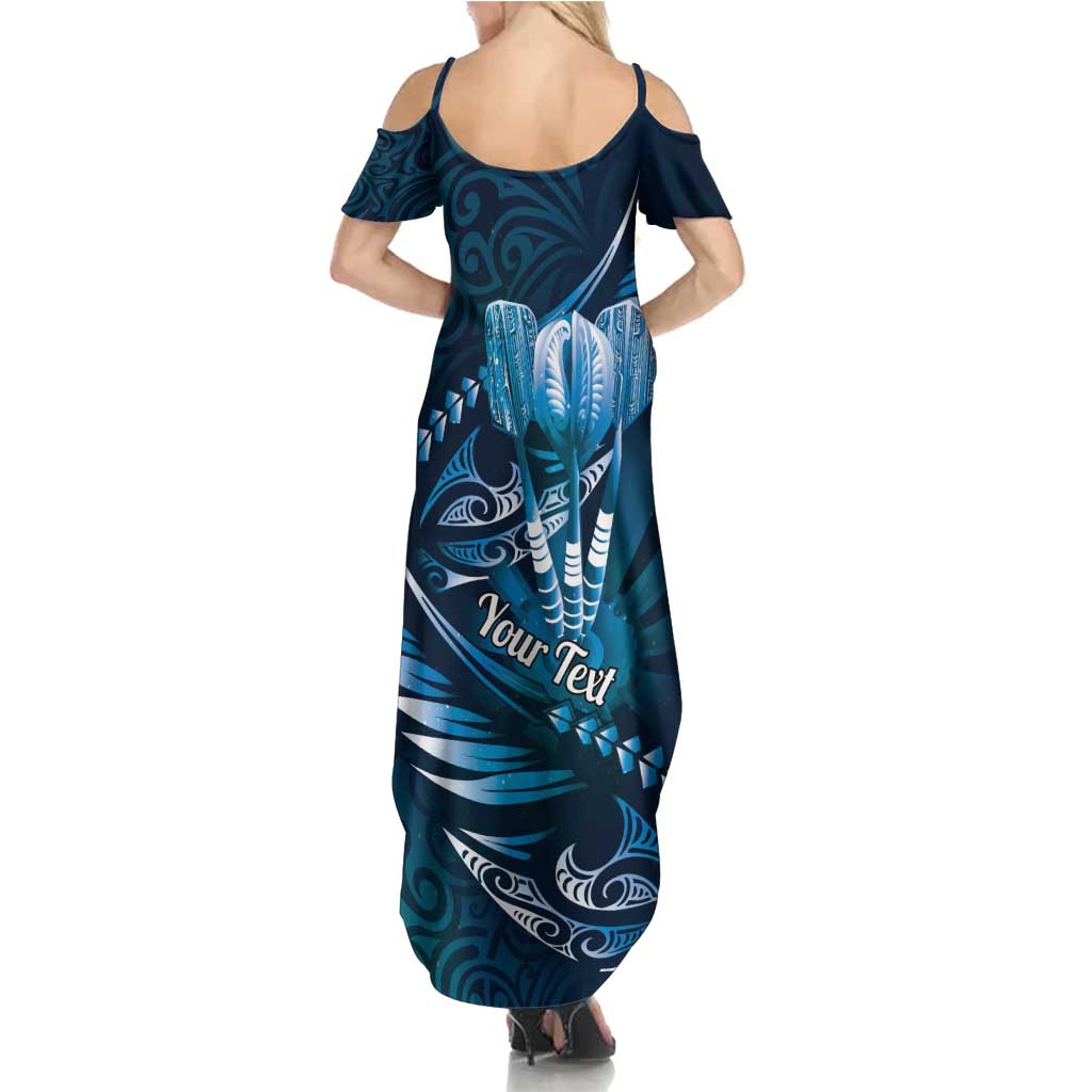 Personalised All Blue New Zealand Darts Summer Maxi Dress Aoteroa Fern Maori Galaxy Style LT14 - Polynesian Pride