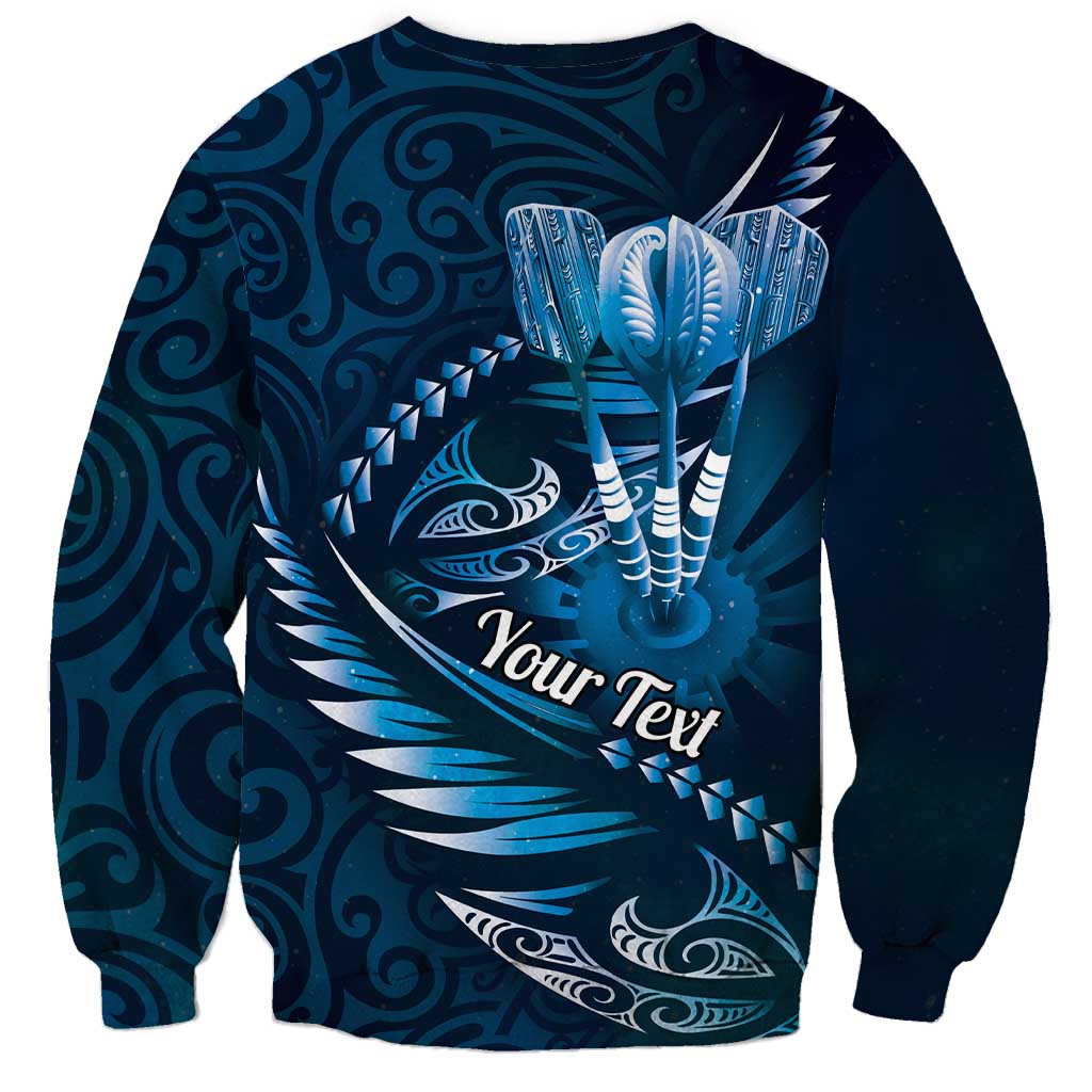 Personalised All Blue New Zealand Darts Sweatshirt Aoteroa Fern Maori Galaxy Style LT14 - Polynesian Pride