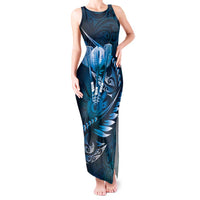Personalised All Blue New Zealand Darts Tank Maxi Dress Aoteroa Fern Maori Galaxy Style LT14 Women Blue - Polynesian Pride