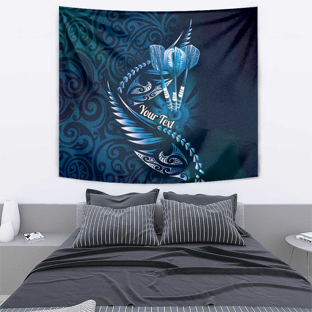 Personalised All Blue New Zealand Darts Tapestry Aoteroa Fern Maori Galaxy Style LT14 - Polynesian Pride