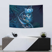 Personalised All Blue New Zealand Darts Tapestry Aoteroa Fern Maori Galaxy Style LT14 - Polynesian Pride