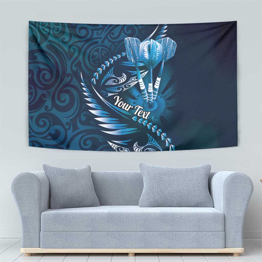 Personalised All Blue New Zealand Darts Tapestry Aoteroa Fern Maori Galaxy Style LT14 - Polynesian Pride