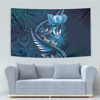 Personalised All Blue New Zealand Darts Tapestry Aoteroa Fern Maori Galaxy Style LT14 - Polynesian Pride