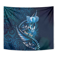 Personalised All Blue New Zealand Darts Tapestry Aoteroa Fern Maori Galaxy Style LT14 - Polynesian Pride