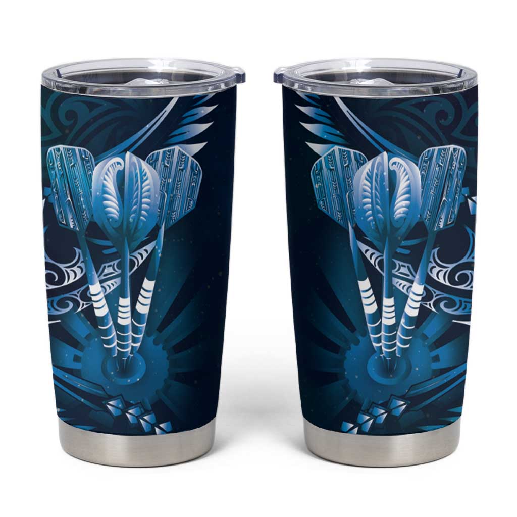 All Blue New Zealand Darts Tumbler Cup Aoteroa Fern Maori Galaxy Style LT14 Blue - Polynesian Pride