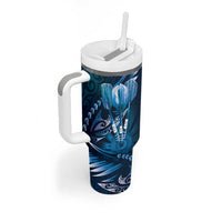 All Blue New Zealand Darts Tumbler With Handle Aoteroa Fern Maori Galaxy Style LT14 - Polynesian Pride