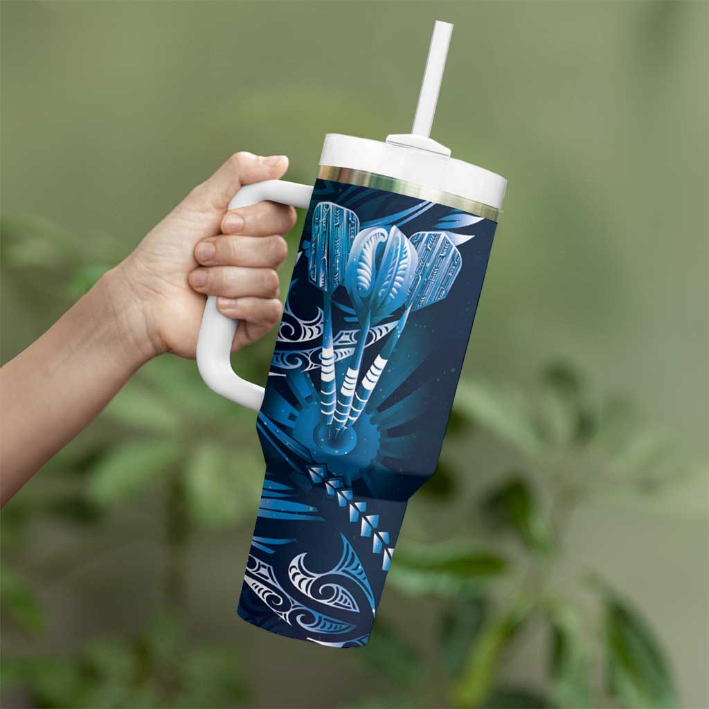 All Blue New Zealand Darts Tumbler With Handle Aoteroa Fern Maori Galaxy Style LT14 - Polynesian Pride