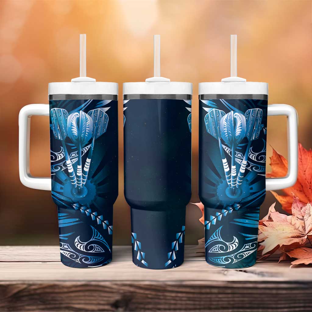 All Blue New Zealand Darts Tumbler With Handle Aoteroa Fern Maori Galaxy Style LT14 - Polynesian Pride