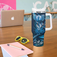 All Blue New Zealand Darts Tumbler With Handle Aoteroa Fern Maori Galaxy Style LT14 - Polynesian Pride