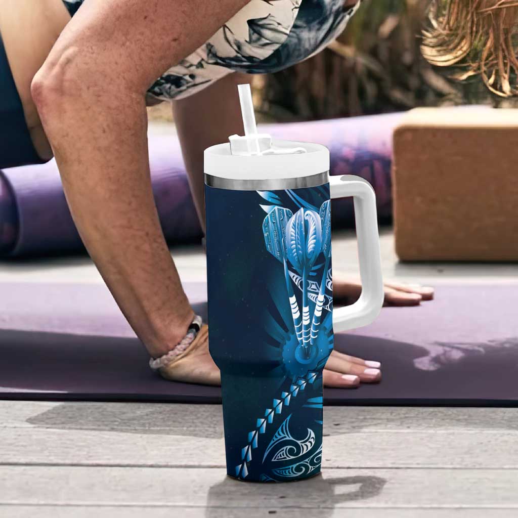 All Blue New Zealand Darts Tumbler With Handle Aoteroa Fern Maori Galaxy Style LT14 - Polynesian Pride