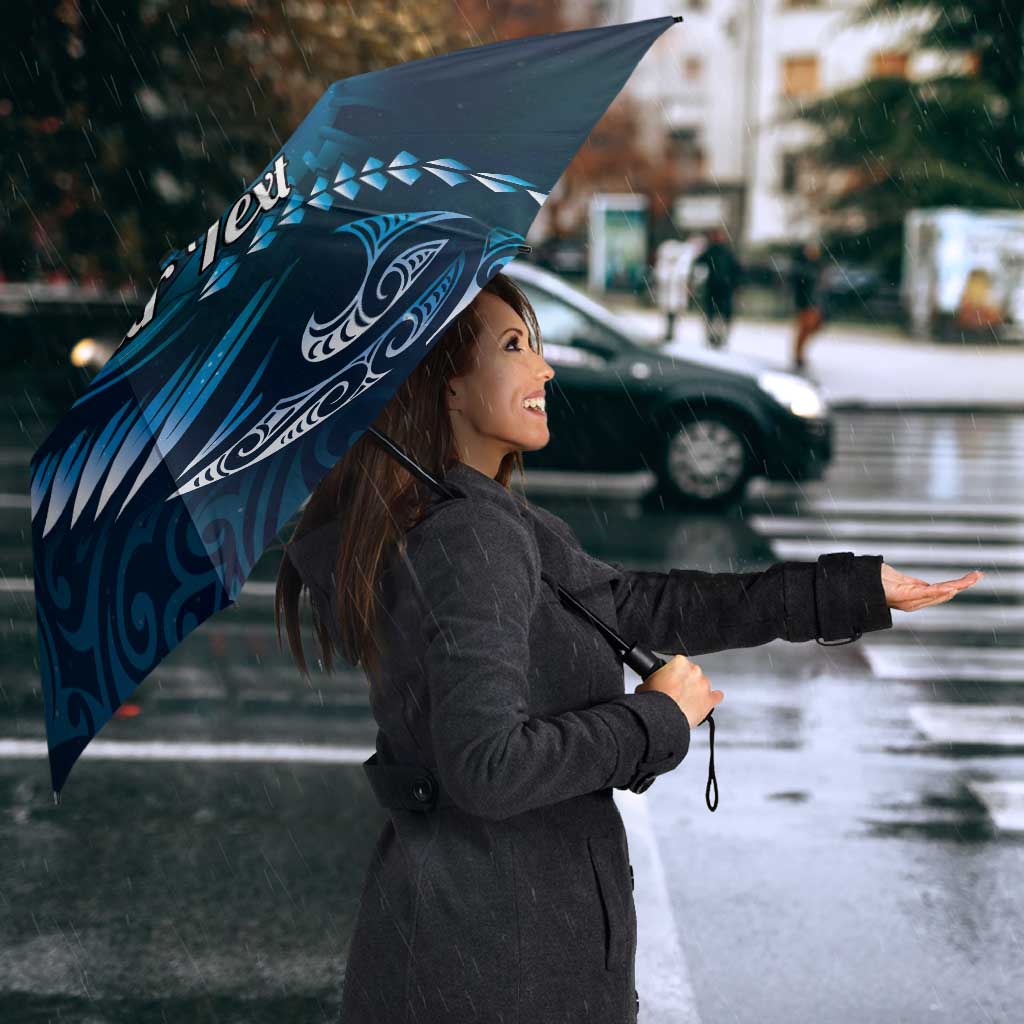 Personalised All Blue New Zealand Darts Umbrella Aoteroa Fern Maori Galaxy Style - Polynesian Pride