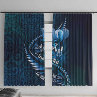 Personalised All Blue New Zealand Darts Window Curtain Aoteroa Fern Maori Galaxy Style LT14 With Hooks Blue - Polynesian Pride