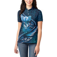 Personalised All Blue New Zealand Darts Women Polo Shirt Aoteroa Fern Maori Galaxy Style LT14 - Polynesian Pride