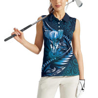 Personalised All Blue New Zealand Darts Women Sleeveless Polo Shirt Aoteroa Fern Maori Galaxy Style LT14 - Polynesian Pride