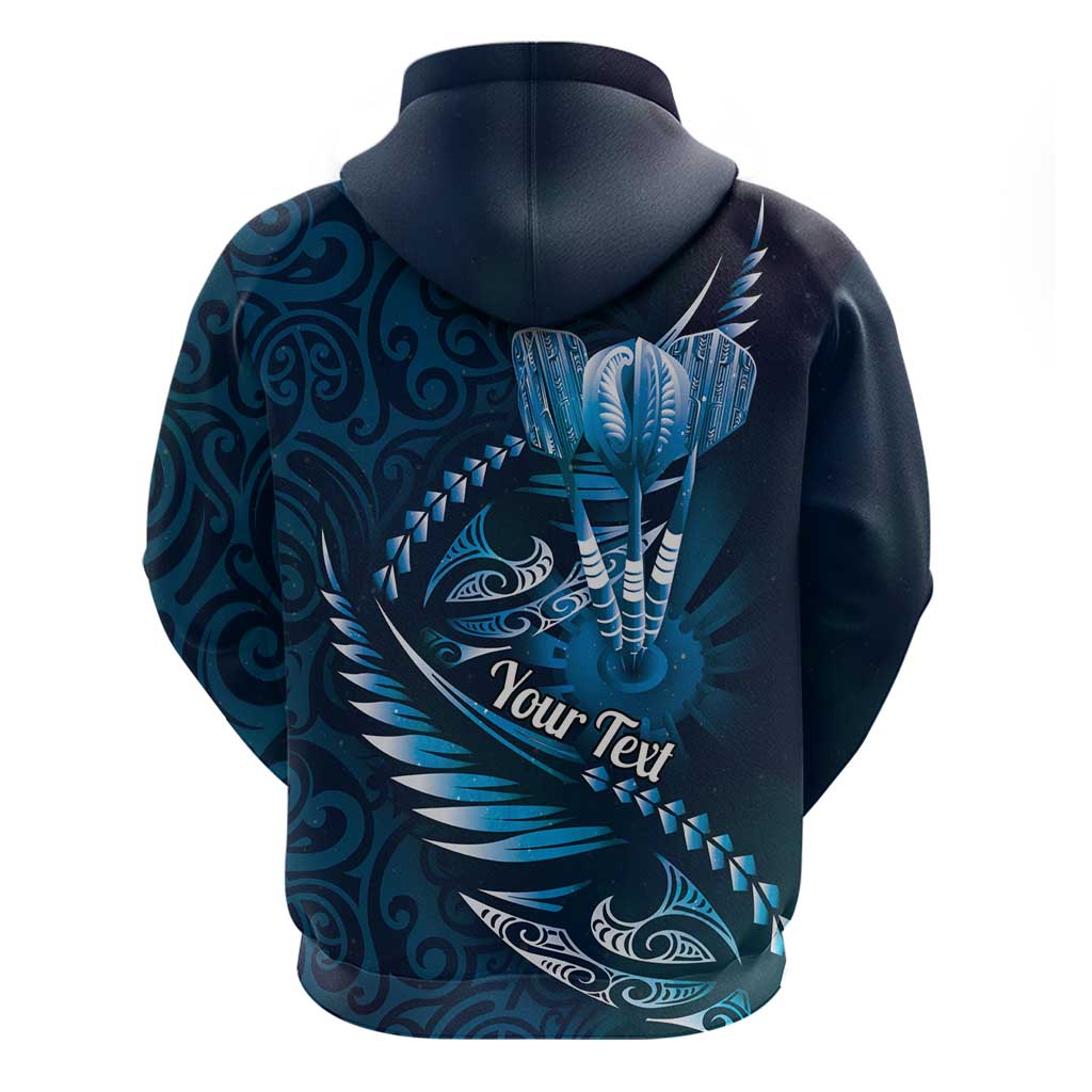 Personalised All Blue New Zealand Darts Zip Hoodie Aoteroa Fern Maori Galaxy Style LT14 - Polynesian Pride