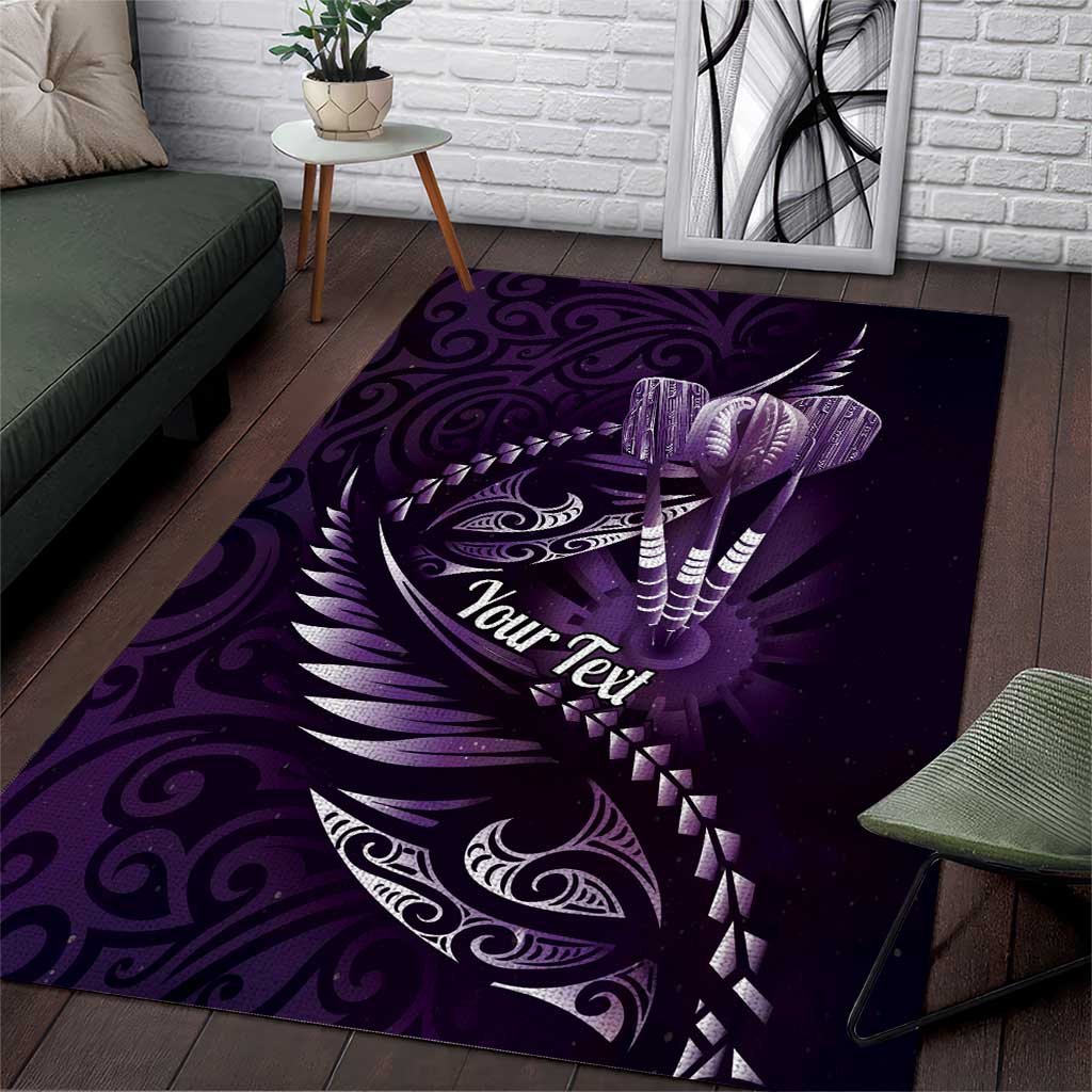 Personalised All Purple New Zealand Darts Area Rug Aoteroa Fern Maori Galaxy Style