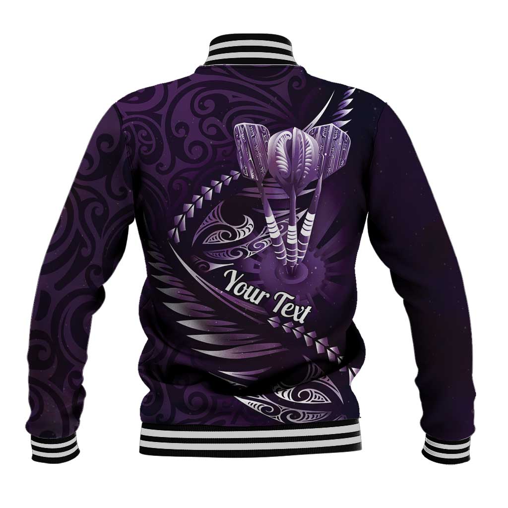 Personalised All Purple New Zealand Darts Baseball Jacket Aoteroa Fern Maori Galaxy Style LT14 - Polynesian Pride